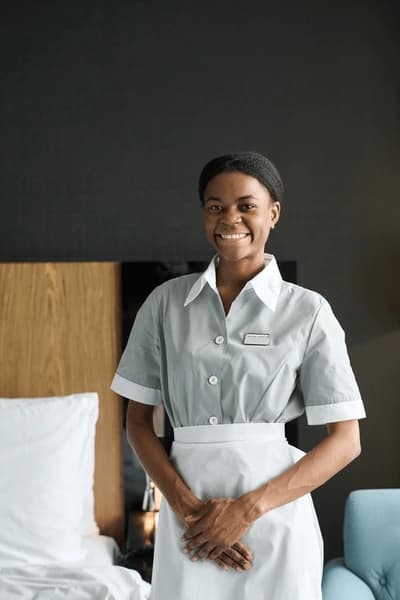 Professional maid smiling